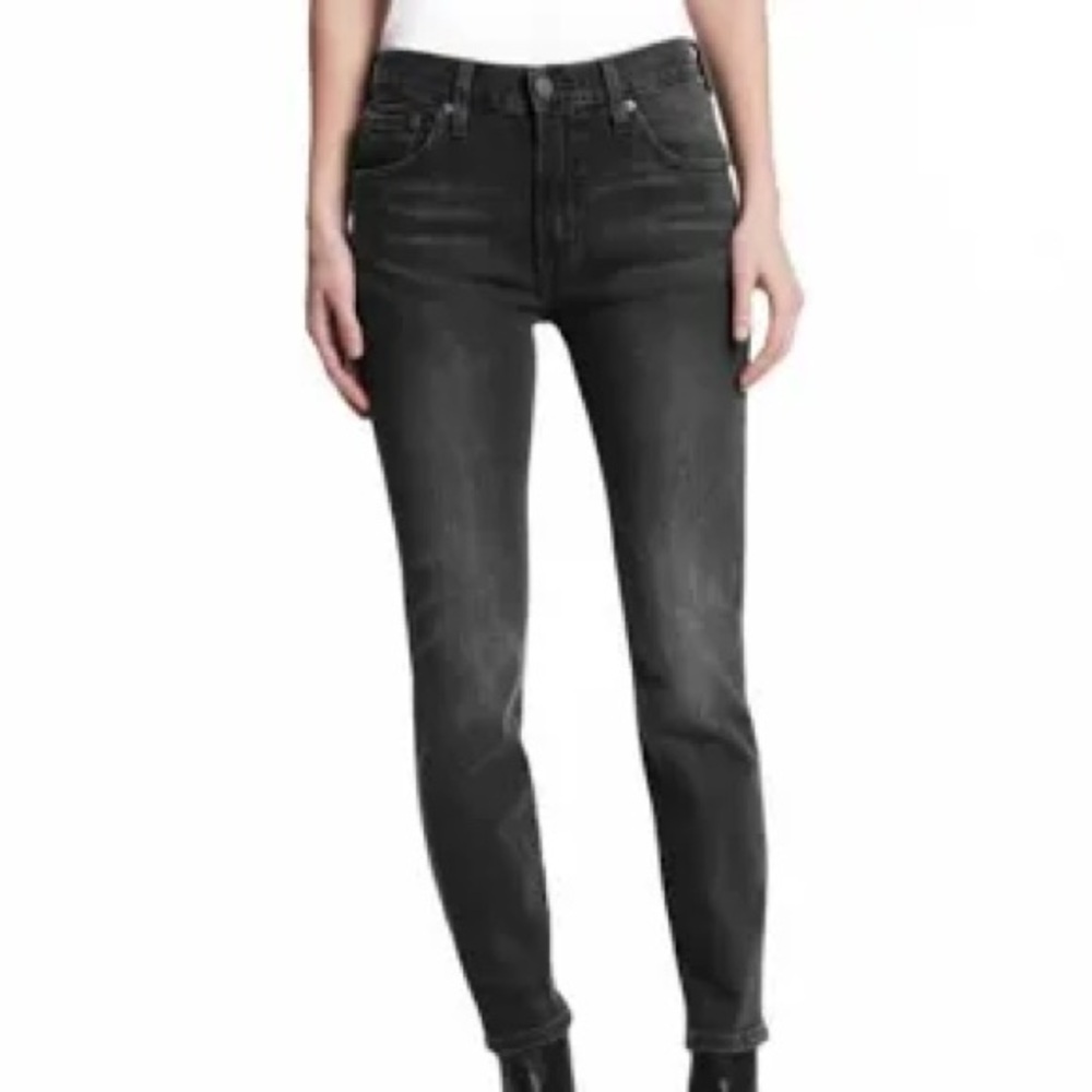NEW Frye Sienna Cropped Black Skinny Jeans Size 28 Distressed NWT